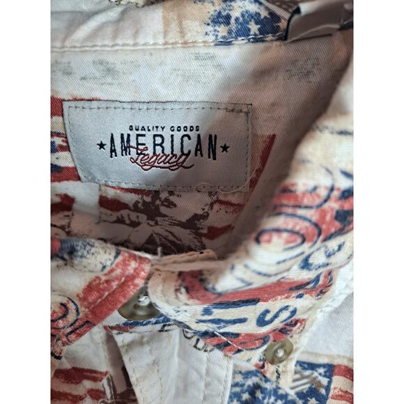 American Legacy Men's Multicolor Uncle‎ Sam Short Sleeve Button-Up Shirt Size XL - Picture 4 of 7